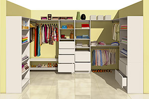 Walk-in Closet with Kim 2-Drawer and 4-Drawer Organisers with Beulah Shelving Units