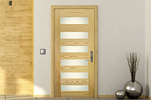 Bayside 6Z Door, featuring a 6-Lite Design with Acid-etched Glass, in Southern Yellow Pine